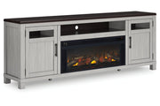 Darborn Gray/Brown 88" TV Stand with Electric Fireplace - Lara FurnitureTV Stand