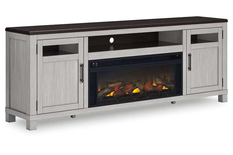 Darborn Gray/Brown 88" TV Stand with Electric Fireplace - Lara FurnitureTV Stand