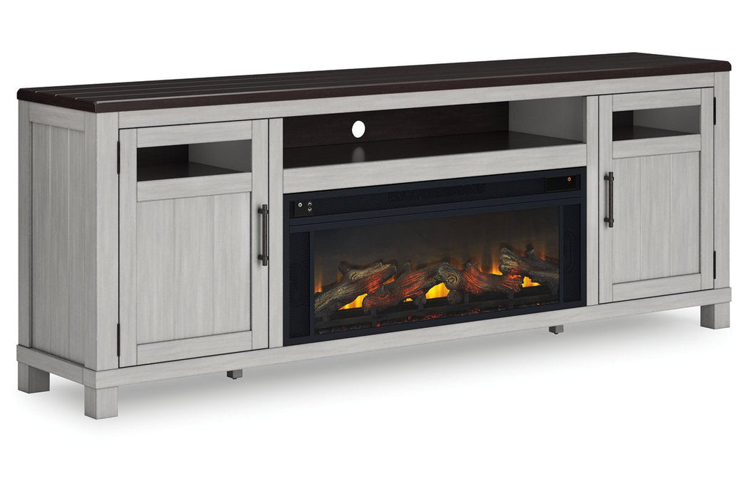 Darborn Gray/Brown 88" TV Stand with Electric Fireplace - Gate FurnitureTV Stand