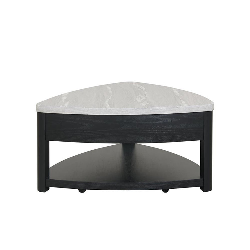 Darcy - Black Coffee Table with Lift-Up Faux Marble Top and Storage Shelf - T135-C-Table