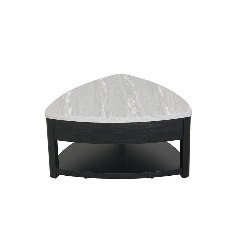 Darcy - Black Coffee Table with Lift-Up Faux Marble Top and Storage Shelf - T135-C-Table
