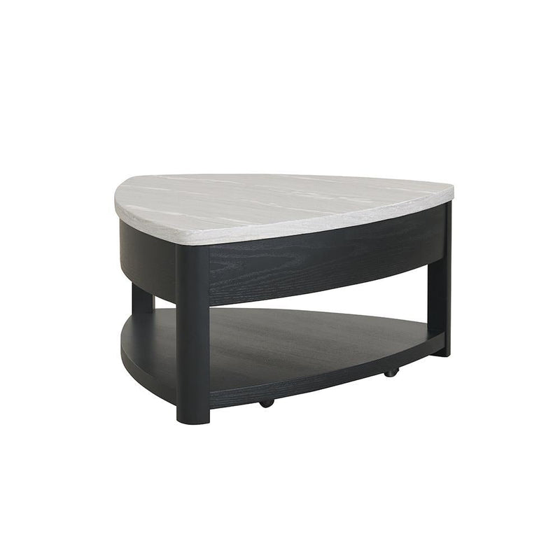 Darcy - Black Coffee Table with Lift-Up Faux Marble Top and Storage Shelf - T135-C-Table