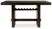 Dark Brown Burkhaus Counter Height Dining Table and 4 Barstools with Storage - PKG019511