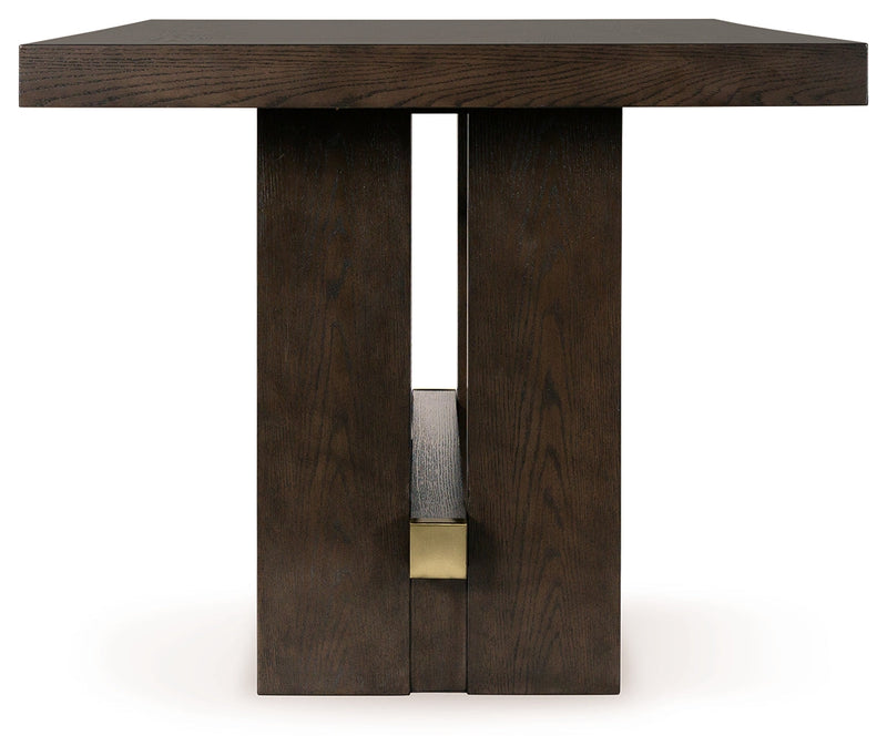 Dark Brown Burkhaus Counter Height Dining Table and 4 Barstools with Storage - PKG019511