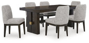 Burkhaus Dark Brown Dining Table and 6 Side Chairs from Ashley - Lara Furniture