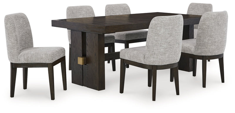 Burkhaus Dark Brown Dining Table and 6 Side Chairs from Ashley - Lara Furniture