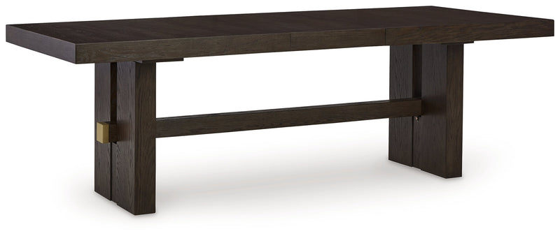 Burkhaus Dark Brown Dining Table and 6 Side Chairs from Ashley - Lara Furniture