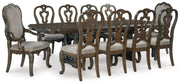 Maylee Dark Brown Dining Table and 10 Chairs - Lara FurnitureDining Room Set