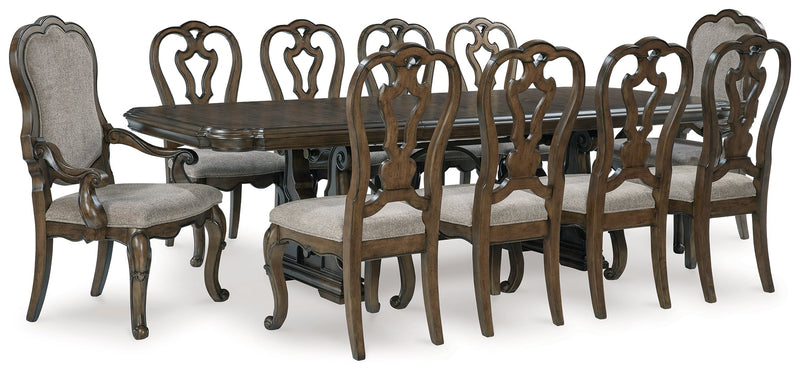 Maylee Dark Brown Dining Table and 10 Chairs - Lara FurnitureDining Room Set