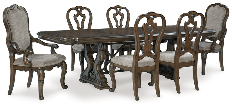 [EXCLUSIVE] Maylee Dark Brown Dining Table and 6 Chairs - Lara FurnitureDining Room Set