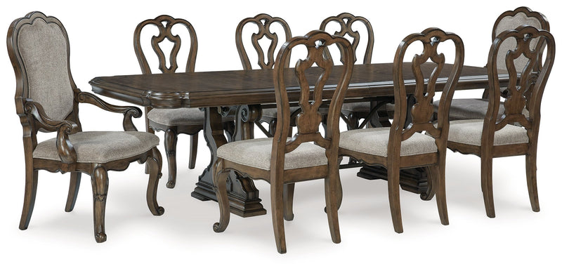 [EXCLUSIVE] Maylee Dark Brown Dining Table and 8 Chairs - Lara FurnitureDining Room Set