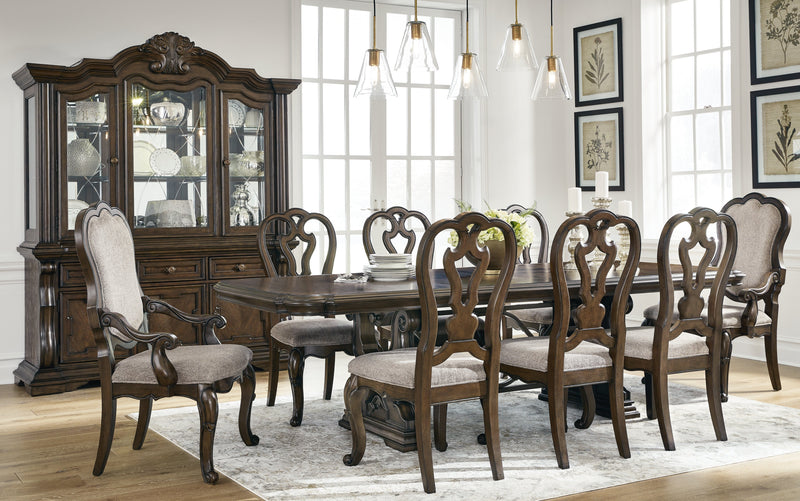 [EXCLUSIVE] Maylee Dark Brown Dining Table and 8 Chairs - Lara FurnitureDining Room Set