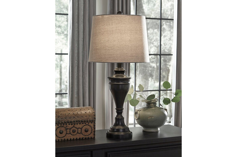 Darlita Bronze Finish Table Lamp (Set of 2) - Lara FurnitureTable Lamp Pair