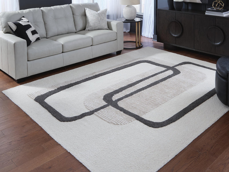 Davismour Ivory/Taupe/Charcoal 7'8" x 10' Area Rug - R407561