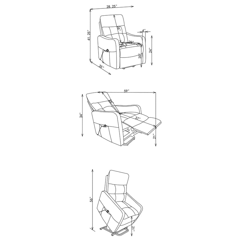 Dayes Upholstered Power Lift Recliner Chair Light Grey - 600130P