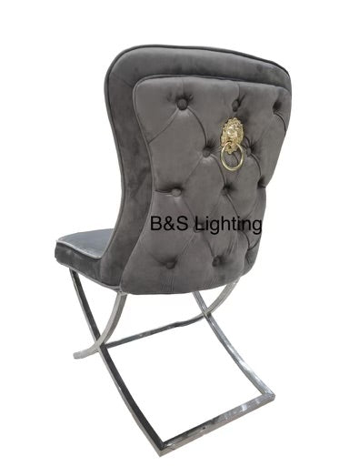 DC2001C 18 X 23 X 37 SILVER STAINLESS STEEL + FLANNELETTE DINING CHAIR - 210000007577