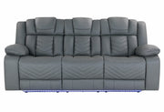 U7068 Grey 10 Power Reclining Sofa With Ddt, Wc And Led - U7068-GREY 10-PRS W/DDT+WC+LED