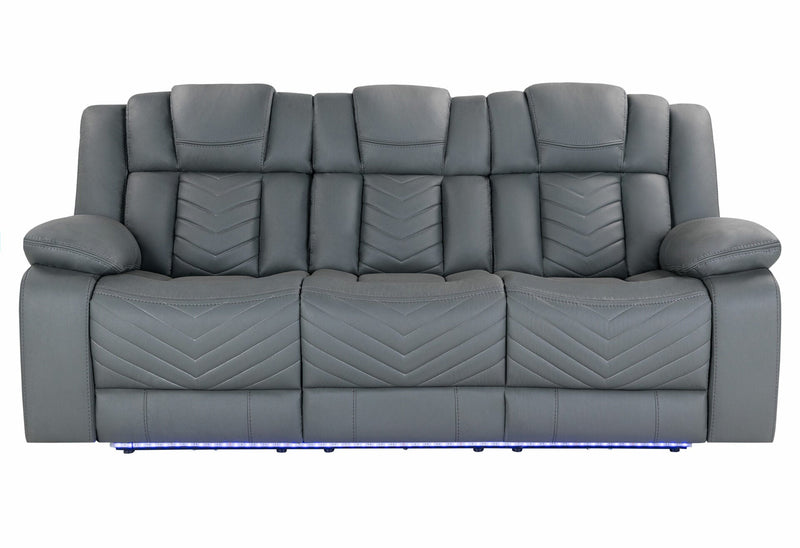 U7068 Grey 10 Power Reclining Sofa With Ddt, Wc And Led - U7068-GREY 10-PRS W/DDT+WC+LED