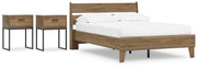 Deanlow Full Platform Panel Bed with 2 Nightstands in Honey - PKG017207
