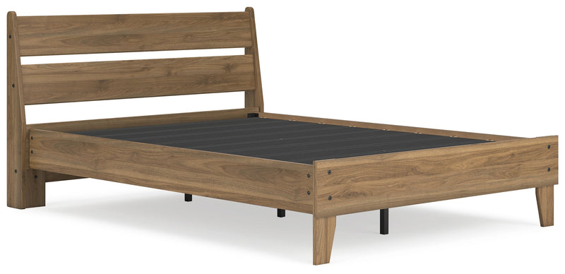 Deanlow Full Platform Panel Bed with 2 Nightstands in Honey - PKG017207