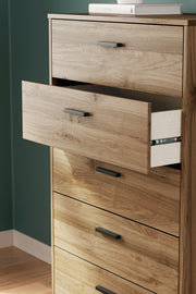 Deanlow Queen Panel Headboard with Dresser and Chest in Honey - PKG017266