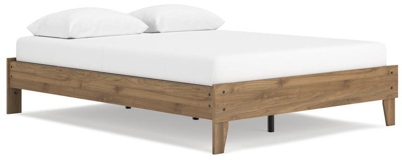 Deanlow Queen Platform Bed with Dresser, Chest and Nightstand in Honey - PKG017274