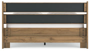 Deanlow Queen Platform Panel Bed with Dresser, Chest and 2 Nightstands in Honey - PKG017278