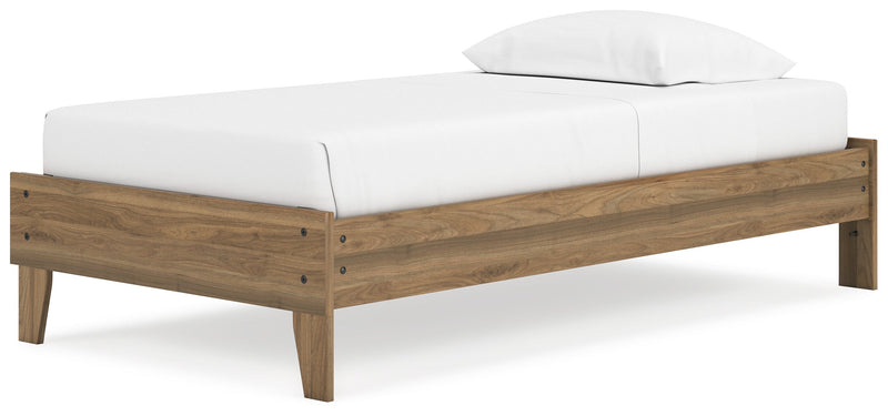 Deanlow Twin Platform Bed with Dresser in Honey - PKG017184