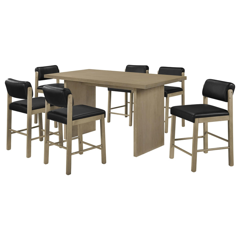 Decker 7-piece 70-inch Rectangular Counter Height Dining Set Black and Natural Oak - 193958NAT-S7C