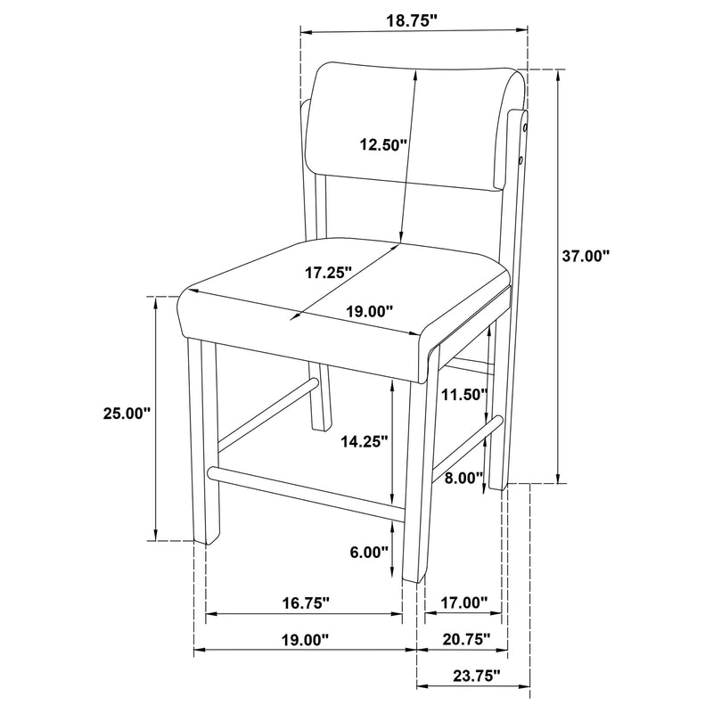 Decker 7-piece 70-inch Rectangular Counter Height Dining Set Cream and Black - 193958BLK-S7B
