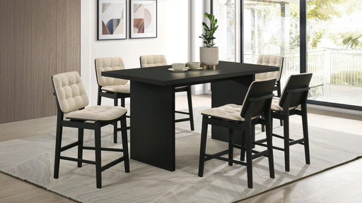 Decker 7-piece 70-inch Rectangular Counter Height Dining Set Cream and Black - 193958BLK-S7D