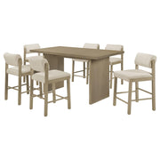 Decker 7-piece 70-inch Rectangular Counter Height Dining Set Cream and Natural Oak - 193958NAT-S7B