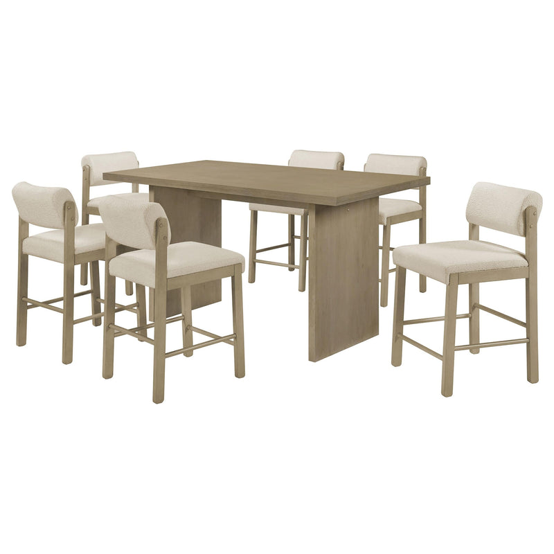 Decker 7-piece 70-inch Rectangular Counter Height Dining Set Cream and Natural Oak - 193958NAT-S7B