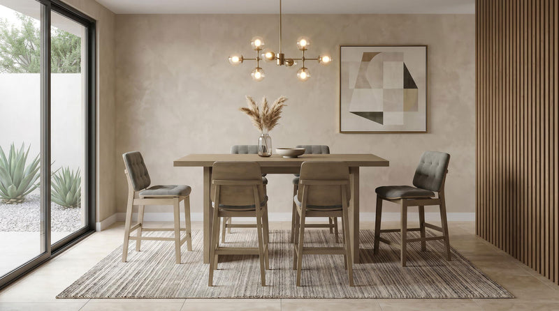 Decker 7-piece 70-inch Rectangular Counter Height Dining Set Grey and Natural Oak - 193958NAT-S7E