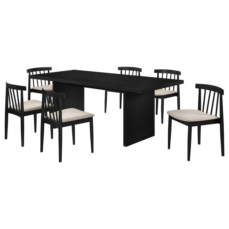 Decker 7-piece 82-inch Rectangular Dining Set Wheat and Black - 193951BLK-S7A