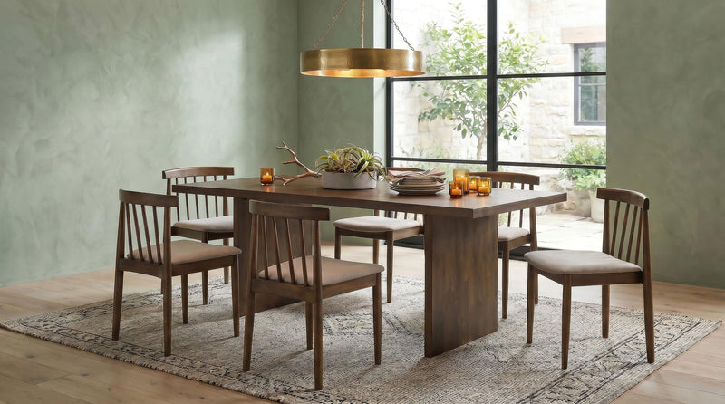 Decker 7-piece 82-inch Rectangular Dining Set Wheat and Walnut - 193951WAL-S7A