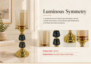 DECO10 4 X 4 X14 IRON + GLASS CANDLE HOLDER - 210000007383
