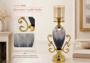 DECO2 9 X 5 X 20 IRON + GLASS CANDLE HOLDER - 210000007529