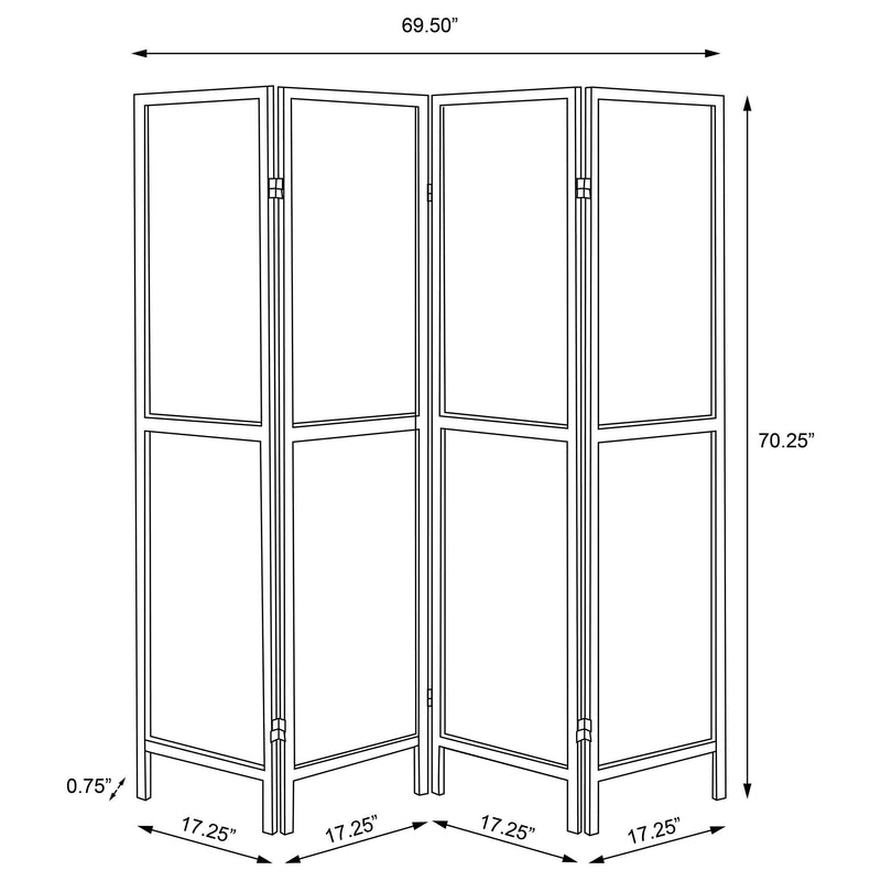 Deepika 4-Panel Room Divider Folding Screen Grey Driftwood - 961415