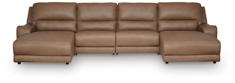 DeepWakes Caramel 4-Piece Power Reclining Sectional with Chaise - PCU62606S11