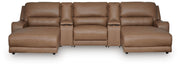 DeepWakes Caramel 5-Piece Power Reclining Sectional with Chaise - PCU62606S16