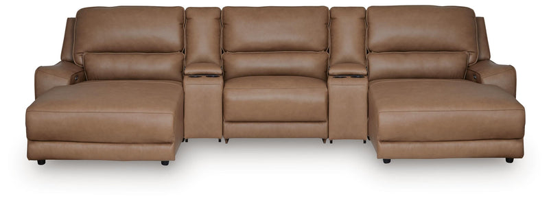 DeepWakes Caramel 5-Piece Power Reclining Sectional with Chaise - PCU62606S16