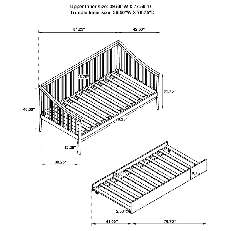 Delgado Windsor Twin Wood Daybed with Trundle Black - 310027