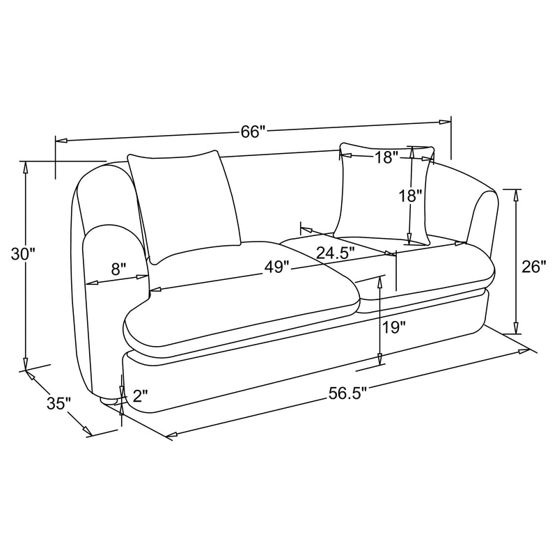 Delroy 2-Piece Stationary Sofa Set Aubergine Polyester Upholstery - 511261-S2