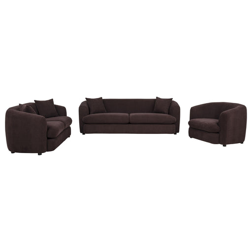 Delroy 3-Piece Stationary Sofa Set Aubergine Polyester Upholstery - 511261-S3