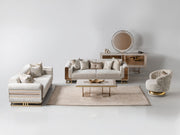 Delux 3-pieces (Sofa & Loveseat & Chair) Livingroom Set Cream in Cream - 101-DEL-DEL01-321