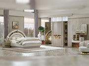 Delux Bedroom (Queen Frame With Headboard & Dresser With Mirror & Ottoman & 2 Nightstand) - 200-MAX-DEL-150-QB-SET