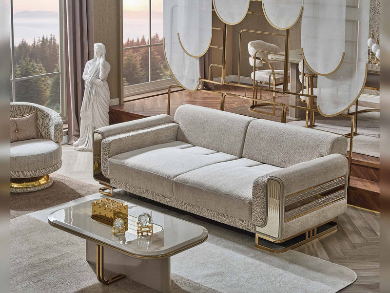 Delux Convertible Loveseat Cream in Cream - 101-DEL-DEL01-2