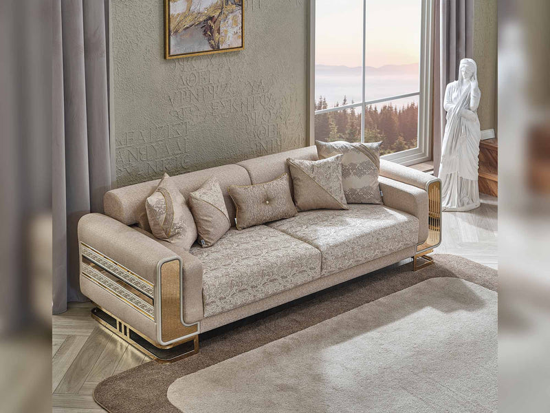 Delux Convertible Loveseat Cream in Cream - 101-DEL-DEL01-2