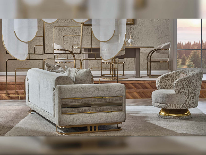 Delux Convertible Loveseat Cream in Cream - 101-DEL-DEL01-2